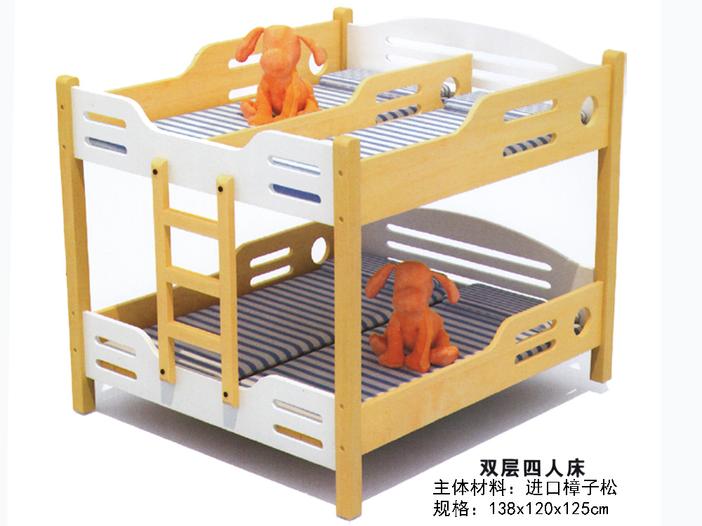 幼儿园实木制午休床家具双层四人午睡床 HX4301A