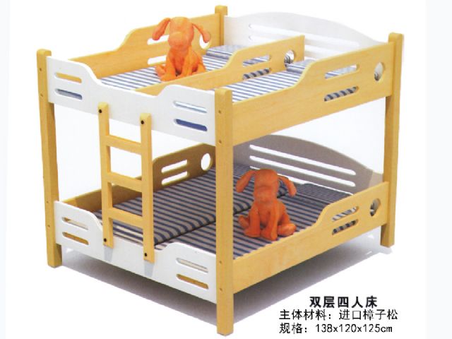 幼儿园实木制午休床家具双层四人午睡床 HX4301A