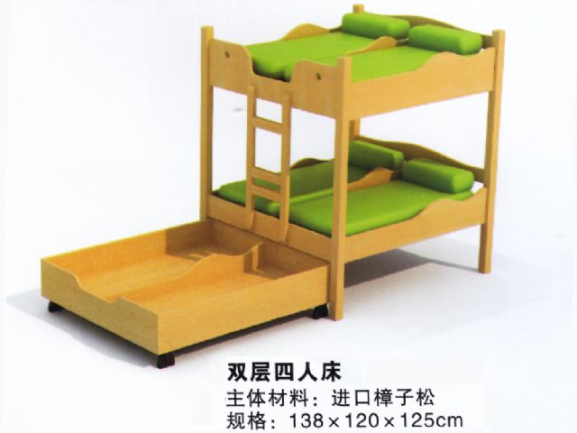 幼儿园实木制家具三层六人床午睡午休床 HX4301G