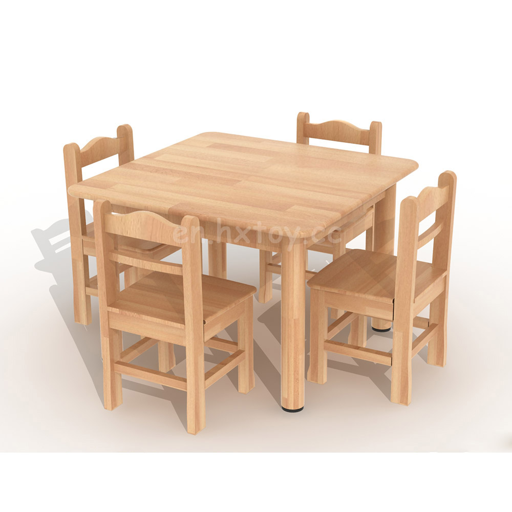 幼儿园家具榉木制正方形课桌HX4203J