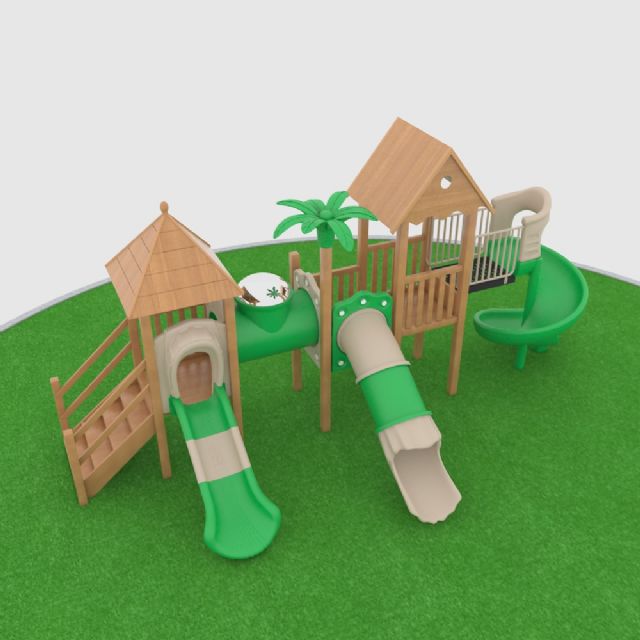 户外幼儿园大型游乐玩具设备塑料实木制小博士滑滑梯组合